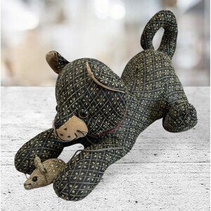 Dora Designs Cat and Mouse Doorstop Plush Weighted Gift Decor Kitschy Handmade